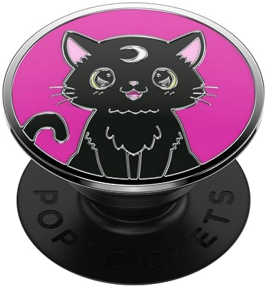 ​​​​PopSockets Phone Grip with Expanding Kickstand, Adhesive Grip - Enamel Black Cat Magic
