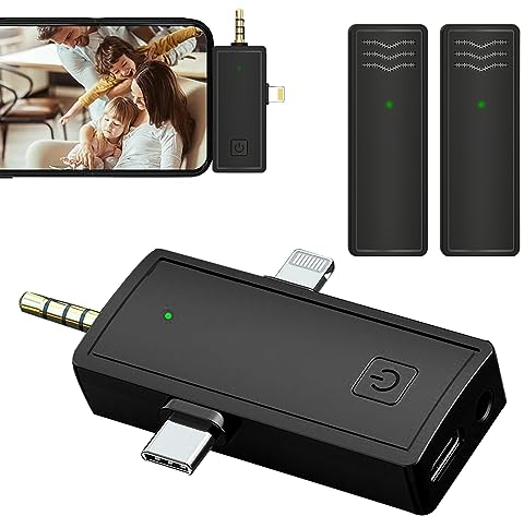 Lavalier Mikrofon Wireless für iPhone, Android, Kamera, Computer, Laptop, Plug-PlayMini Microphone mit Geräuschunterdrückung für TikTok, YouTube, Vlog, Videoaufzeichnung