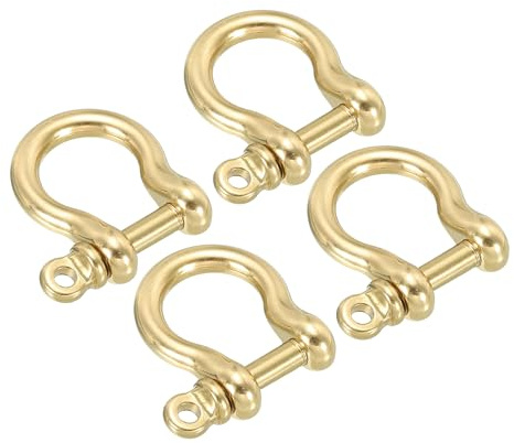PATIKIL 4er Pack D-Ring Schäkel 10mm Innere Breite Messingstift | Schäkel U-Typ Fob Schlüsselhaken Kleine Bügelschäkel, Für DIY Handwerk Leder
