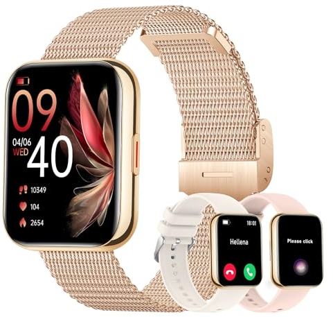 Smartwatch Donna Chiamate e Risposta/WhatsApp/Assistente Vocale, 1,85 Orologio Digitale Fitness Tracker con Cardiofrequenzimetro/Monitor Sonno/Contapassi, 110+ Sportivo Smart Watch Android iOS Oro