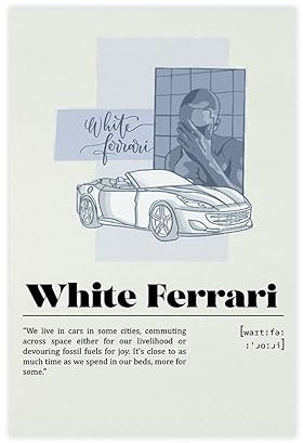 BSapp Poster auf Leinwand, Motiv: Frank Ocean White Ferrari, Schlafzimmer-Dekor, Sportlandschaft, Büro, Raumdekoration, Geschenk, 20 x 30 cm