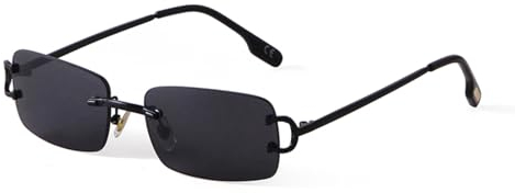 ADEWU Sonnenbrille Retro Vintage Brille Randlos UV Schutz Schmale Rechteckige Sonnenbrille Herren Damen Unisex