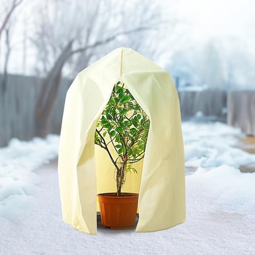 HXCQYGL Protección para plantas de invierno, protección contra heladas, protección para plantas, protección de invierno para exteriores, con cremallera y cordón, color beige (200 x 240 cm)
