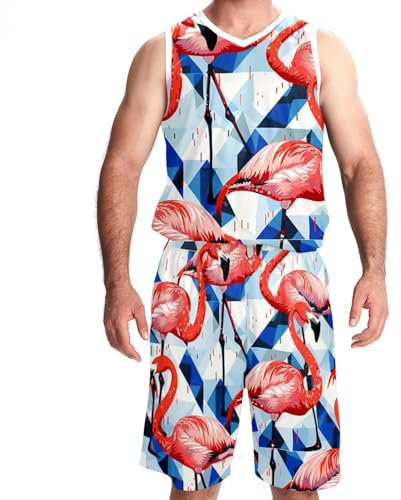 KQNZT Basketballtrikot mit Shorts Jersey Shorts Outfit Set Herren Leichte Rec Panzer Modern Flame Football, Design 1845, 16