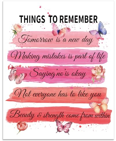 arricraft Wanddekoration Mit Positiven, Inspirierenden Zitaten, 1 Stück, Things To Remember Druckpapier, Ungerahmt, Rosa, Motivierendes Poster, Bild Für Zuhause, Büro, Schlafzimmer