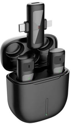 Andoer Kabelloses Mikrofon Plug Play Professionelles Bluetooth-Mikrofon Geräuschreduzierung Lavalier-Mikrofon für Videoaufnahme Live Steam Interview Youtube TikTok Facebook PC Laptop