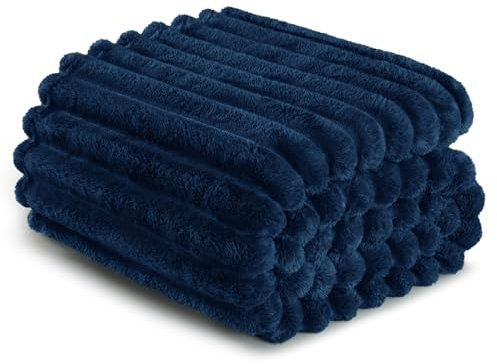 Exclusivo Mezcla Kuscheldecke Flauschig Fleecedecke Flanell Decke, Leichte und Warme Sofadecke Couchdecke für Ganzjahreszeit, 150 x 200 cm Marineblau