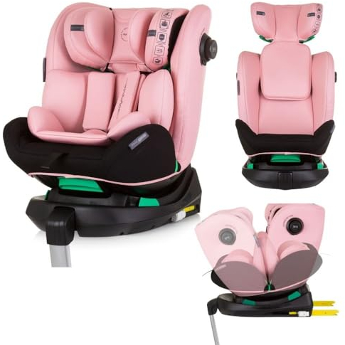 Chipolino seggiolino bambini i-Size Olympus (40-150cm) ISOFIX ruotabile 360 grad, colori:rosa