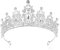 Sibba Hochzeit Tiara Damen Kristall Krone Braut Prinzessin Haar-Schmuck mit Strass Silber Kristallkrone Wedding Crown Stirnband Königin Haarschmuck für Abschlussball Geburtstagsfeier Bankett Festzug