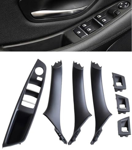 Seitentürgriff für BMW 5er-Serie F10 F11, Innentür-Zuggriff-Verkleidungs-Kits, Ersatz-Fensterschalter, Armlehnenverkleidung für BMW 520, 523, 525, 528, 530, 535 (Schwarz, Einzelne Löcher-7PCS)