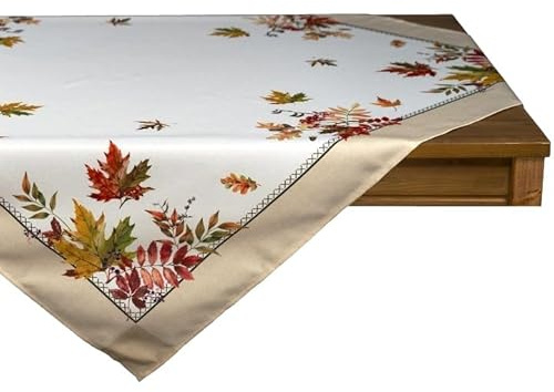 Tischdecke Mitteldecke Tischläufer Kissenhülle große Decken rund und eckig Design Blätter (85 x 85 cm)
