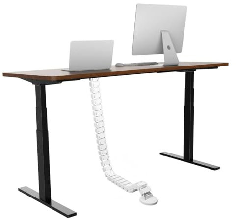 OASHISU 130cm Guide-câbles rectangulaire Cuba Slim - Système de Gestion des câbles pour Bureau - Système de Gestion des câbles réglable en Hauteur - Bureau Flexible - Colonne vertébrale Blanc