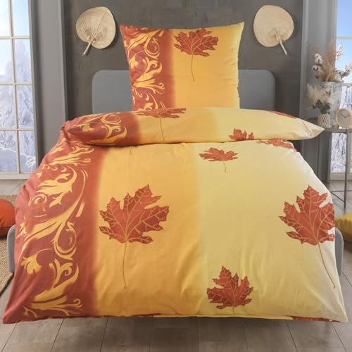 DreamHome 2 teilige kuschelige Baumwolle Soft Fein Biber Bettwäsche 135x200 + 80x80 Kissenbezug, warme Winter Bettbezug für Bettdecken Ahorn
