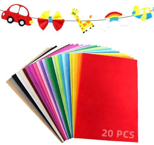 VONJUMA 20 Pcs Bastelfilz Farben Filzstoff Basteln Farbig Filz Blätter Bastelfilz Filz Polyester Felt Fabric Basteln Kinder Vliesstoff Stoff Filzplatten Zum Diy Handwerk Nähen Manual Decoration 20X30C