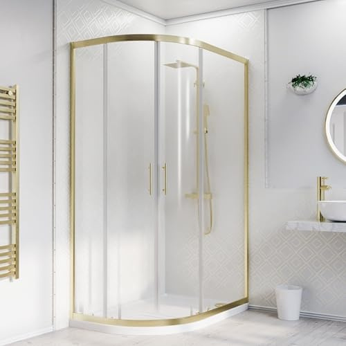 Nes Home 1200 x 900mm LH Offset Quadrant Corner Shower Enclosure Brushed Brass