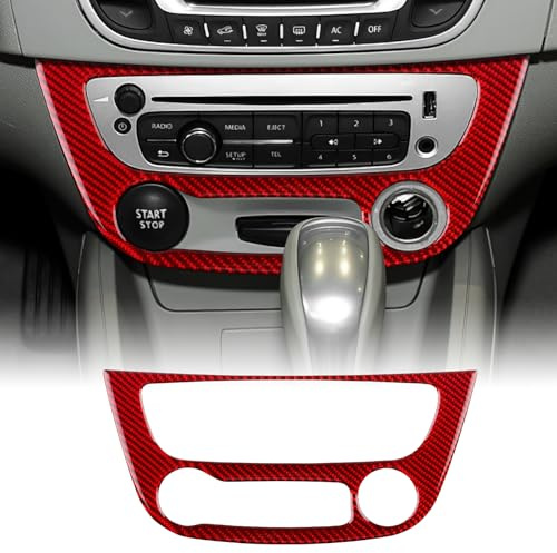KUNGKIC Per Renault Megane Fluence 2009-2014 Auto Climatizzazione Centrale Pannello Centrale Centrale Della Fibra di Carbonio Adesivo Decorativo Interno Accessori Regalo (Stile A,Rosso)