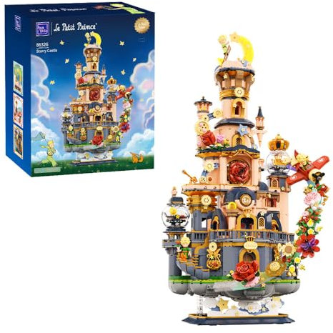 PANTASY Le Petit Prince Sternen-Schloss Bauset Fantasy Modell für Erwachsene und Kinder, Kreatives Geschenk mit ikonischer Rose Bausteinspielzeug