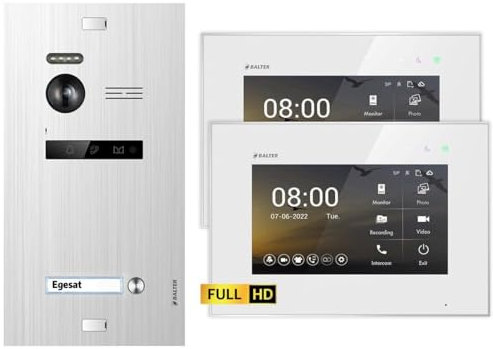 BALTER EVO HD Unterputz Silber 2x7 Monitor Weiß Video Türsprechanlage Set 1 FAM