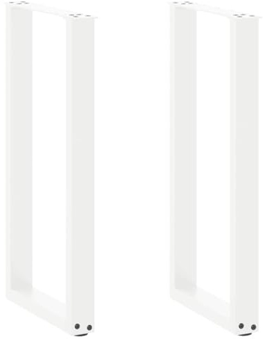 vidaXL Coffee Table Legs - U-Shaped Steel, White, Adjustable, Modern Look for Living/Dining Room, Easy Assembly, Durable, 38x72-73cm