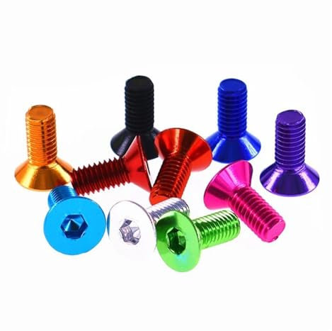 Generic 10 pz/lotto Viti a brugola in alluminio DIN7991 M3 M4 M5 M6 x 6/8/10/12/14/16 Viti esagonali piatte a testa svasata viti colore anodizzato (rosso, M5 x 16)