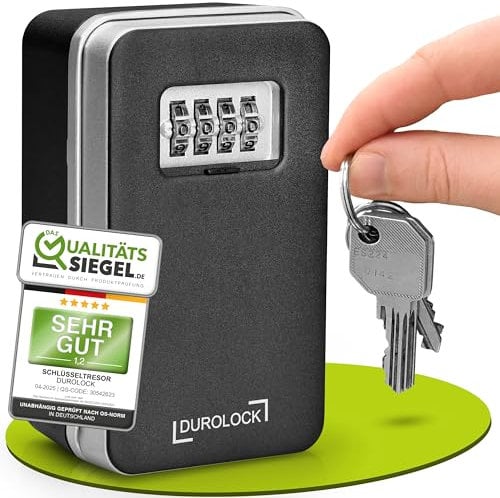 DUROLOCK Coffre à clés avec code numérique à l'extérieur (résistant aux intempéries) - Boîte pour à clés AirBnB, bureau et famille