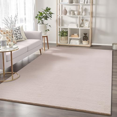 the carpet Cosy kuschelig Warmer Fellteppich, weich und elegant, waschbar und Fußbodenheizung geeignet, Öko-Tex Zertifiziert, Rosa, 80 x 150 cm