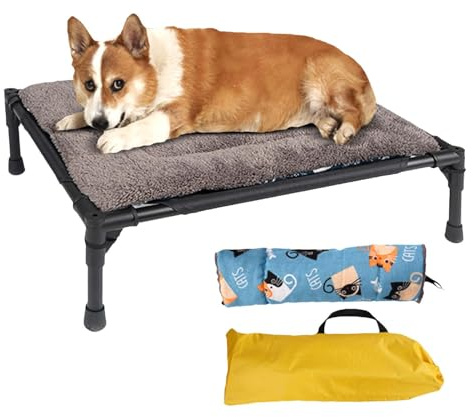 Hohes Hundebett - Tragbares Hochbett für kleine, große Haustiere | Robustes Anti-Skid-Haustierbett für den Außenbereich, Reisen, Hof, oder Camping