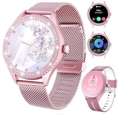 Homailida Orologio Smartwatch Donna, 1.32 Smart Watch Donna Rotondo con Chiamate e Whatsapp, Orologio Fitness con Monitoraggio del Sonno/Contapassi, Impermeabile SmartWatch per Android iOS