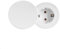 BACHMANN Einbausteckdose + Deckselset, PIX 1x Steckdose Weiß mit 2 Zierringen (Weiß und Edelstahl-Optik) und 0,2m GST Kabel (nur 45mm Einbautiefe)