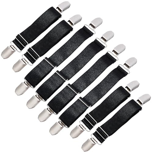 NICENEEDED 8 PCS Pince à Bas Multifonction Jarretière Porte Jarretelles Porte Chaussettes Élastiques Réglables Porte Jarretelles Bidirectionnel pour Hommes et Femmes