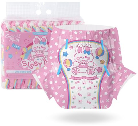 CutiePlusU Windeln für Erwachsene 10 Stück, Einweg-Inkontinenzslip mit Laschen für Frauen und Männer, maximale Saugfähigkeit über Nacht - Baby (Groß 37-47)