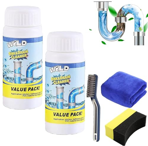 Vollstern Abflussreiniger, Wild Sink Drain Cleaner, Powerful Sink and Drain Cleaner, Vorteilspack Rohrreiniger, Pipeline Dredging Agent für Badewanne, Waschbecken, Toiletten (2 Stück(220g))
