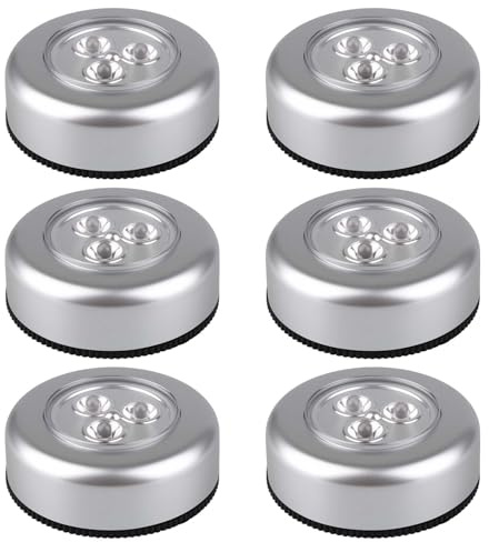 Inajoke 6 Pack Stick On Push Light, Self Adhesive Touch Light LED Battery Powered Wireless Night Lights Stick On Wall Lights for Cabinets, Utility Rooms, Car, Kitchen, Stairs, Storage Rooms