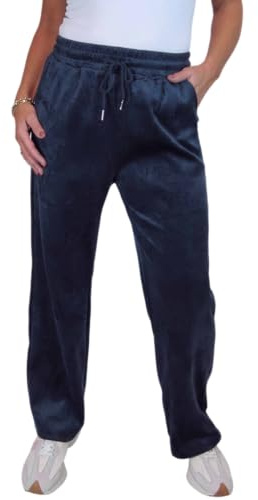 Paulo Due Women's Stretch Corduroy Trousers with Elasticated Waist Ladies Relaxed Leg Trousers Navy Blue 8-18 (12-14)
