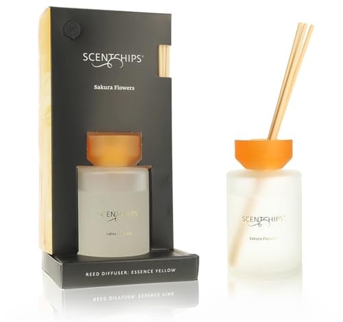 Scentchips® Duftstäbchen Raumduft Set – Reed Diffuser 200ml Essence Sakura Flowers – Langanhaltender Raumduft für Badezimmer, Schlafzimmer & Büro – Geschenkset