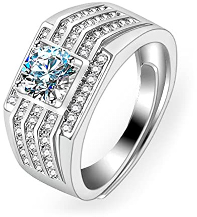 Ayoiow Bandring Weissgold 750, Klobig Glänzend Moissanit Eheringe Weißgold 18 Karat, 18K Ring für Herren Weissgold