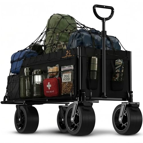 300L Foldable Wagon - Heavy Duty Collapsible Cart - Beach Trolley on Wheels All Terrain - Camping Garden Transporter - Large Capacity Folding Utility Pull Along Outdoor Car Boot