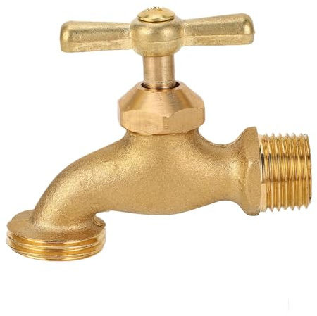 Qalvona Robinet d'Arrosage 1 / 2in MIP x 3 / 4in MHT, Raccord de Plomberie en Laiton, Valve Extérieure Robuste - Haute Durabilité, Installation Facile, Usage Domestique et Professionnel