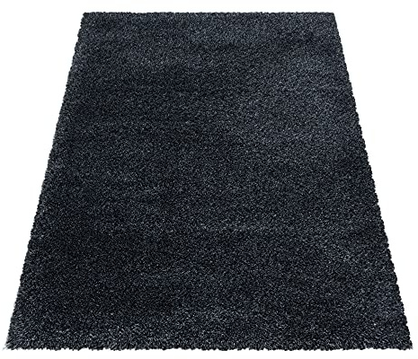 KADIMA DESIGN Kuschelteppich Hochflor Einfarbig Uni Weich Flauschig Waschbar Strapazierfähig Anthrazit 200x290 cm Wohnzimmer Fußbodenheizung geeignet Schadstoffgeprüft | SALZACH