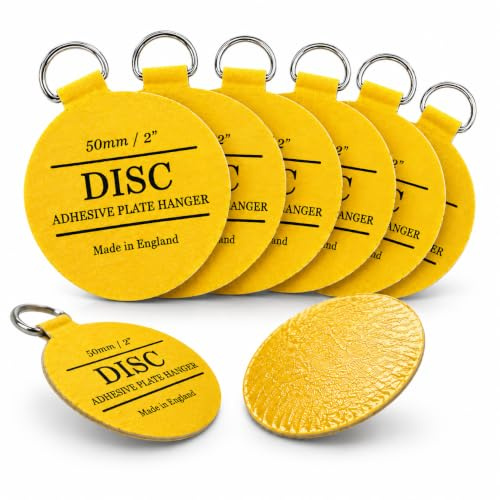 Invisible 𝐃𝐈𝐒𝐂 Plate Hangers 𝟓𝟎𝐦𝐦 (2inch) (𝐏𝐚𝐜𝐤 𝐨𝐟 𝟓) – Self Adhesive DICS Plate Holder for Wall Display – Strong Stick On Plates 𝐔𝐩𝐭𝐨 𝟔'' Hanging Discs – No Nails, No Damage