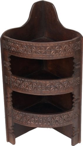 GURU SHOP Rundes Eckregal (klein), Braun, 90x45x33 cm