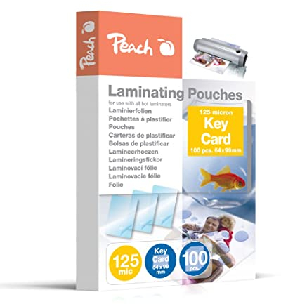 Peach Laminierfolien 64x99mm Key Card - 125 mic - 100 pouches - glänzend - kompatibel mit Laminiergeräten aller Markenhersteller - PP525-09