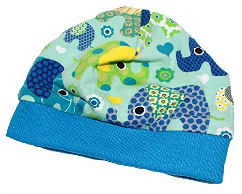 Kleine Könige Mütze Baby Jungen Beanie · Mitwachs-Funktion · Modell Elefant Elefantenparty türkis, Petrol · Ökotex 100 Zertifiziert · Größe 98/104