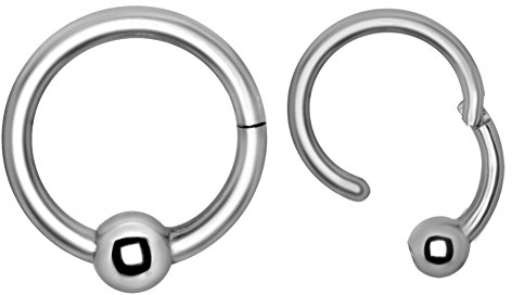 eeddoo Piercing-Ring Klemmring Klick-Verschluss Silber Edelstahl 1,2 mm x 6 mm 3 mm