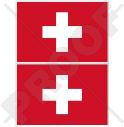 SCHWEIZ Schweizerische Flagge, Fahne Suisse 100mm Auto & Motorrad Aufkleber, x2 Vinyl Stickers