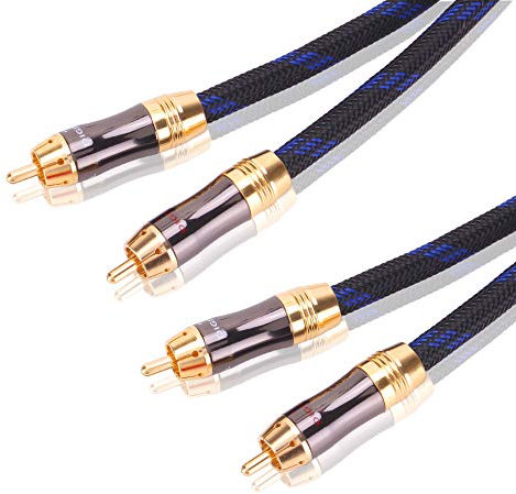 KuyioHifi - Cavo audio stereo con doppia schermatura, da 2 RCA maschio a 2 RCA maschio, per amplificatori, ricevitori AV e sistemi Hi-Fi 1 m