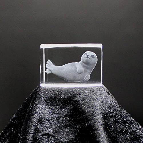 ERN Kristallglas Figur - Robbe - 3D Laser Glas Skulptur | 30 x 45 x 30mm | Deko & Geschenkidee