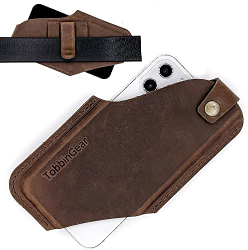 TobbinGear Étui de Téléphone Portable en Cuir avec Clip et Pochette de Ceinture - Support Universel pour iPhone
