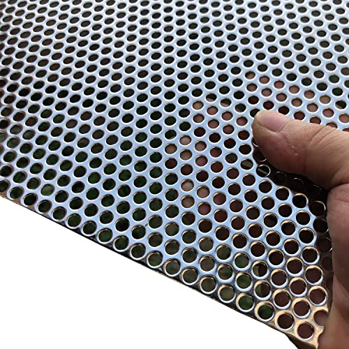 FengYoo Chapa perforada de acero inoxidable 304 - Placa de acero perforada - Apertura de 5 mm, grosor 1,1 mm, 500 mm x 250 mm