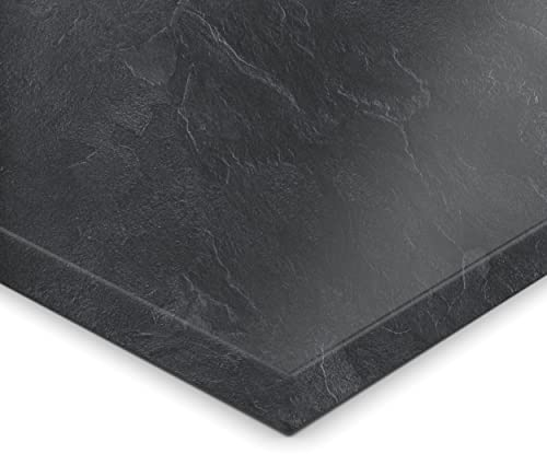 AUPROTEC 19mm Spanplatte Zuschnitt Schiefer melaminharzbeschichtet Länge bis 200cm Dekorplatten Zuschnitte mit Umleimer Auswahl: 60 x 60 cm (ABS Kante komplett)
